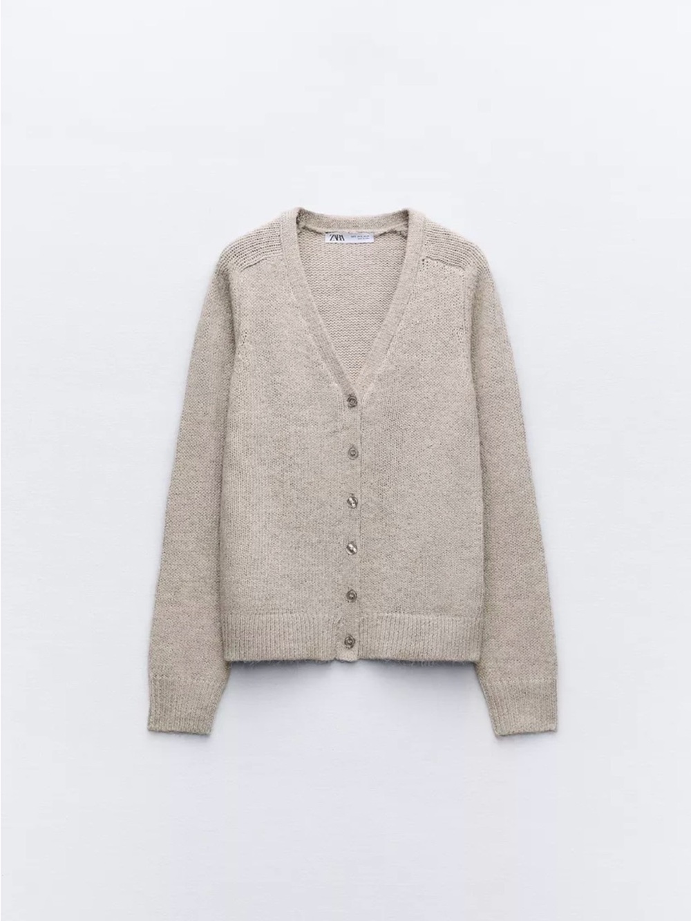 Zara Women’s Tan V-Neck Button Cardigan Sweater